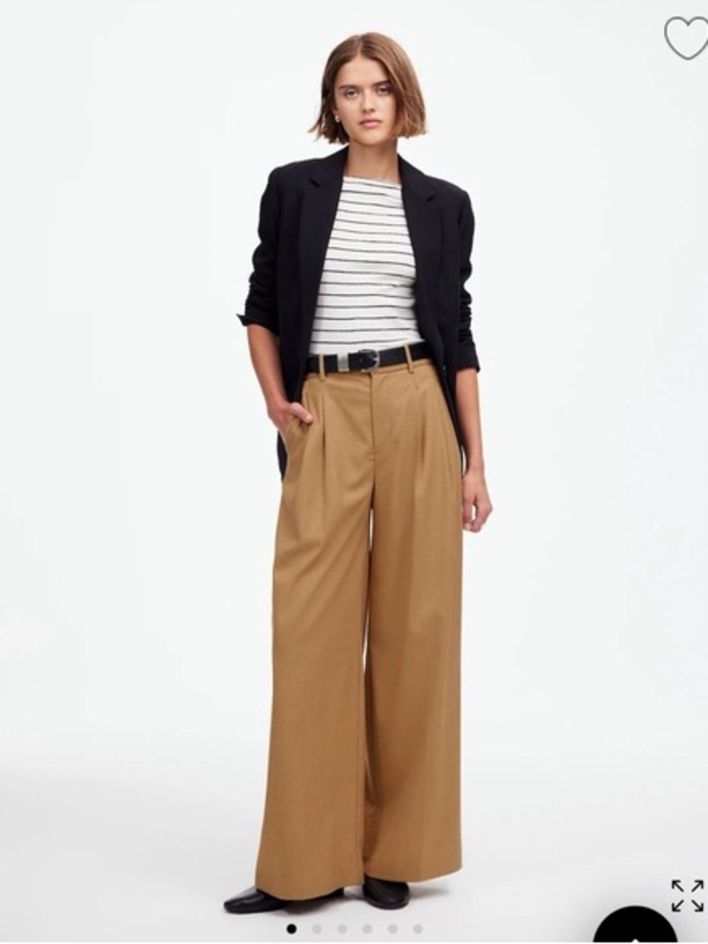 Madewell 12T The Harlow Super Wide-Leg Pleated Front High-Rise Pants Camel Brown